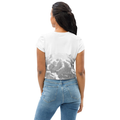 CS0030 - 02010 - AOP SKI Tracks Print Crop Tee