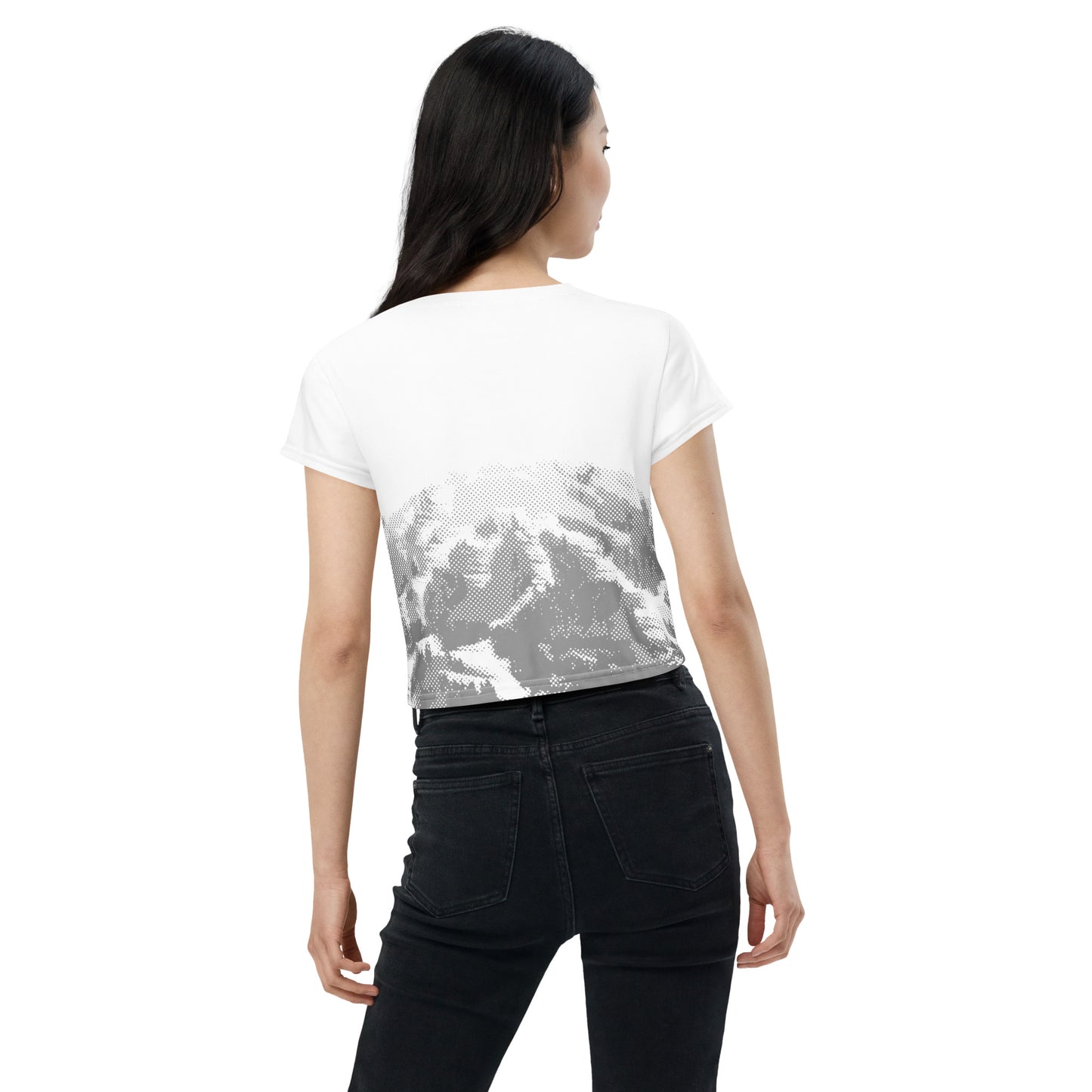 CS0030 - 02010 - AOP SKI Tracks Print Crop Tee