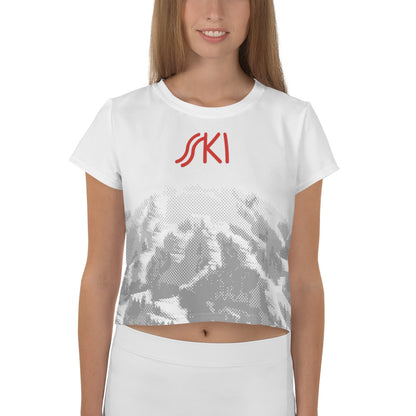 CS0030 - 02010 - AOP SKI Tracks Print Crop Tee