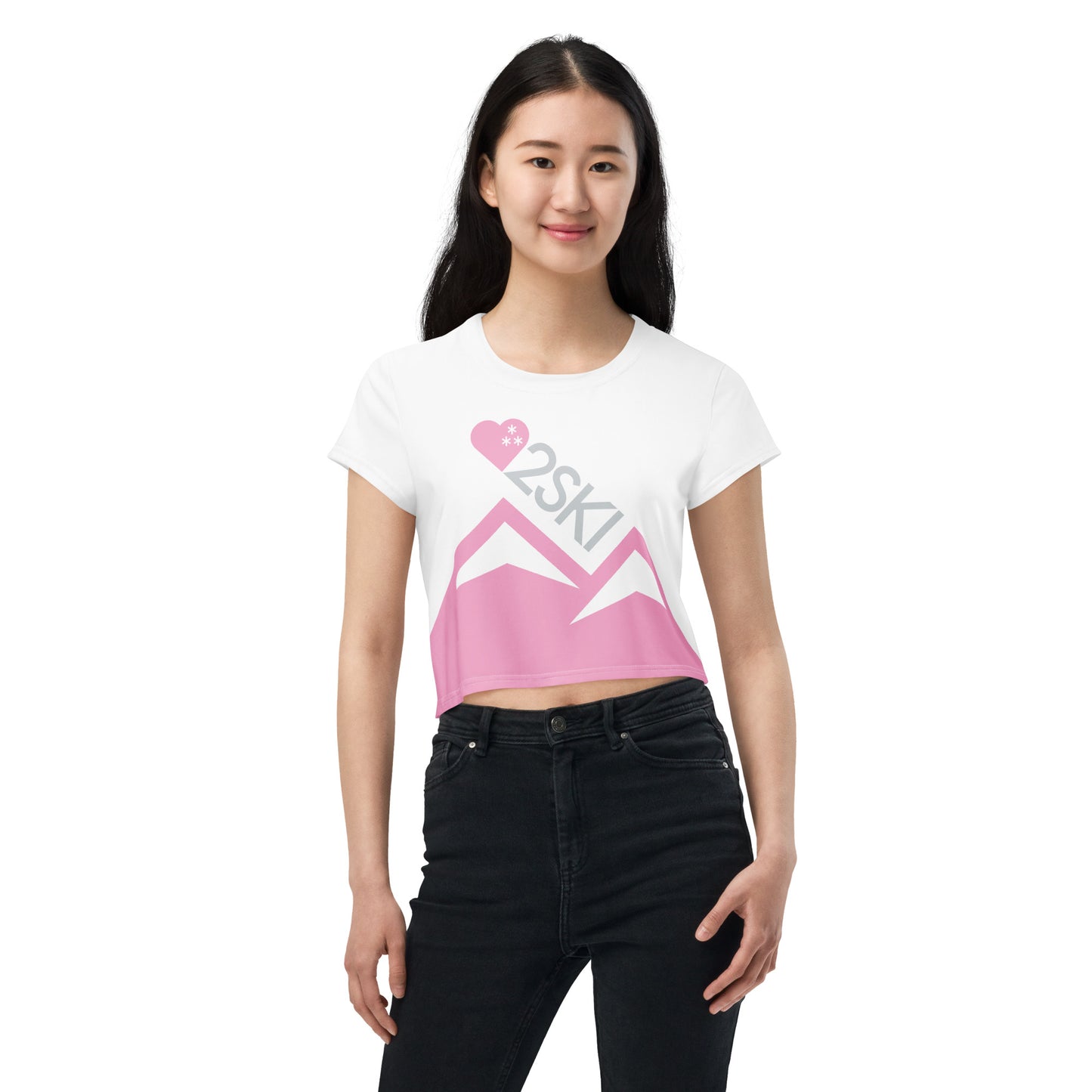 CS0027 - 02010 - AOP LOVE2SKI Crop Tee