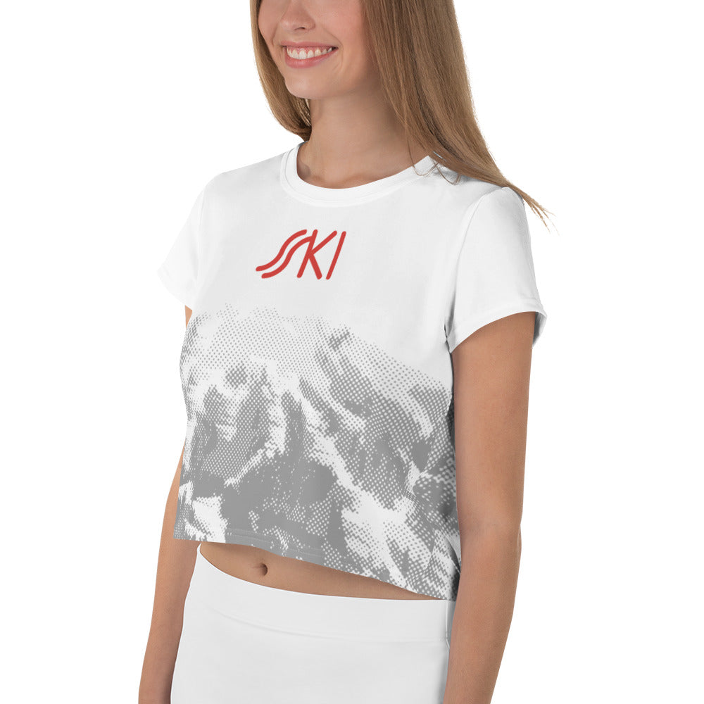 CS0030 - 02010 - AOP SKI Tracks Print Crop Tee