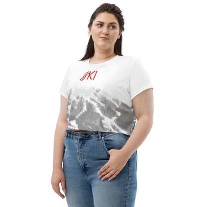 CS0030 - 02010 - AOP SKI Tracks Print Crop Tee