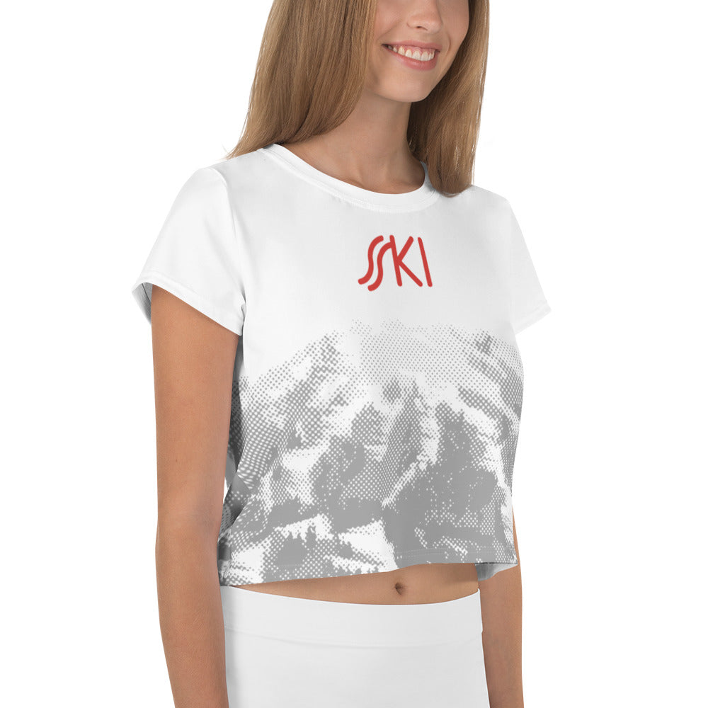 CS0030 - 02010 - AOP SKI Tracks Print Crop Tee