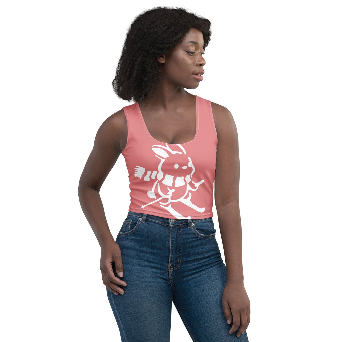 CS0011 - 02010 - AOP Ski Bunny Crop Top Tank (Pink)