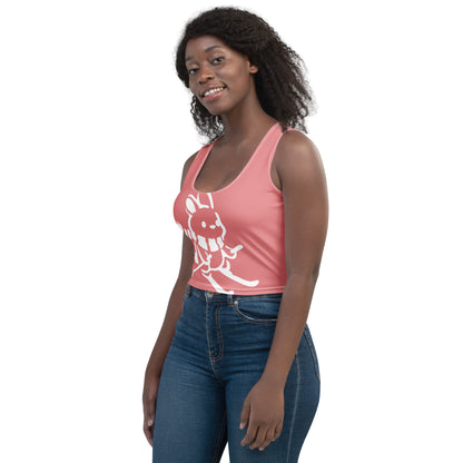 CS0011 - 02010 - AOP Ski Bunny Crop Top Tank (Pink)