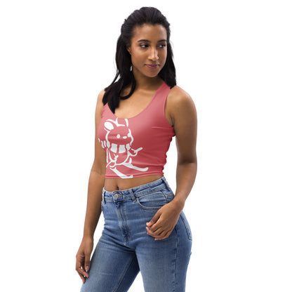 CS0011 - 02010 - AOP Ski Bunny Crop Top Tank (Pink)