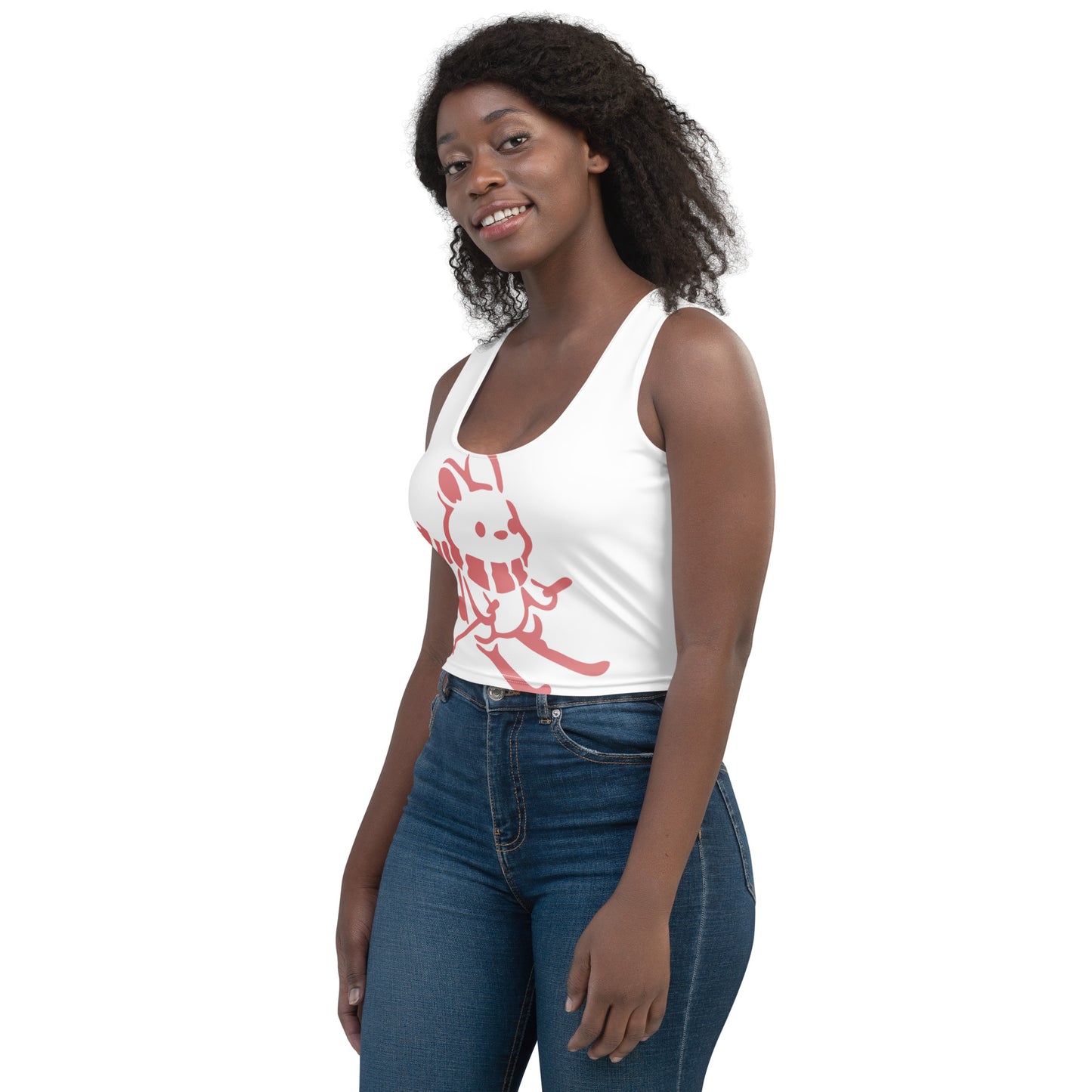 CS0011 -02010 - AOP Ski Bunny Crop Top Tank (White)