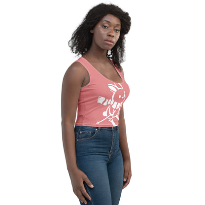 CS0011 - 02010 - AOP Ski Bunny Crop Top Tank (Pink)