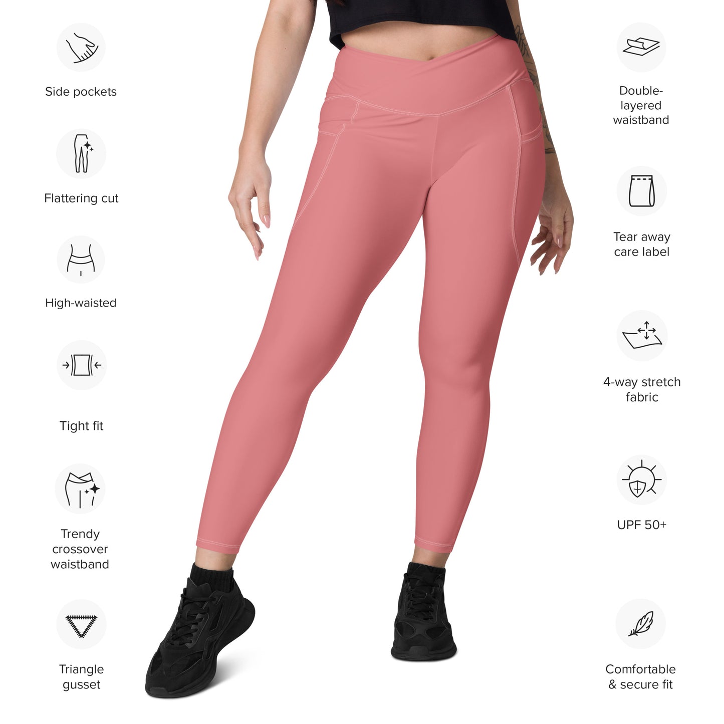 CS0011 - 02013 - Ski Bunny Crossover leggings with pockets (Matching Pink)