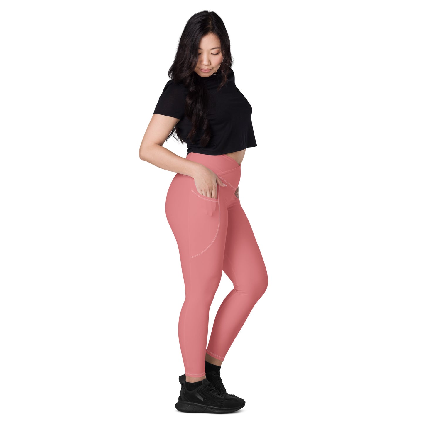 CS0011 - 02013 - Ski Bunny Crossover leggings with pockets (Matching Pink)