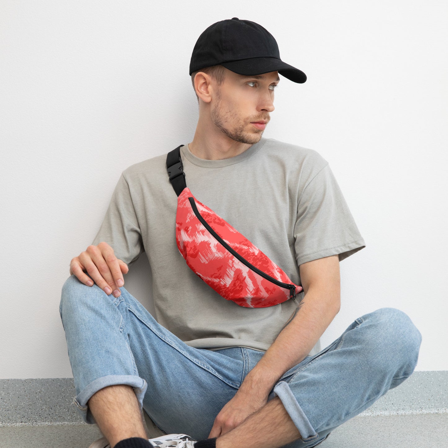 CS0028 - 05003 - Ski Slopes Print Fanny Pack (Red)