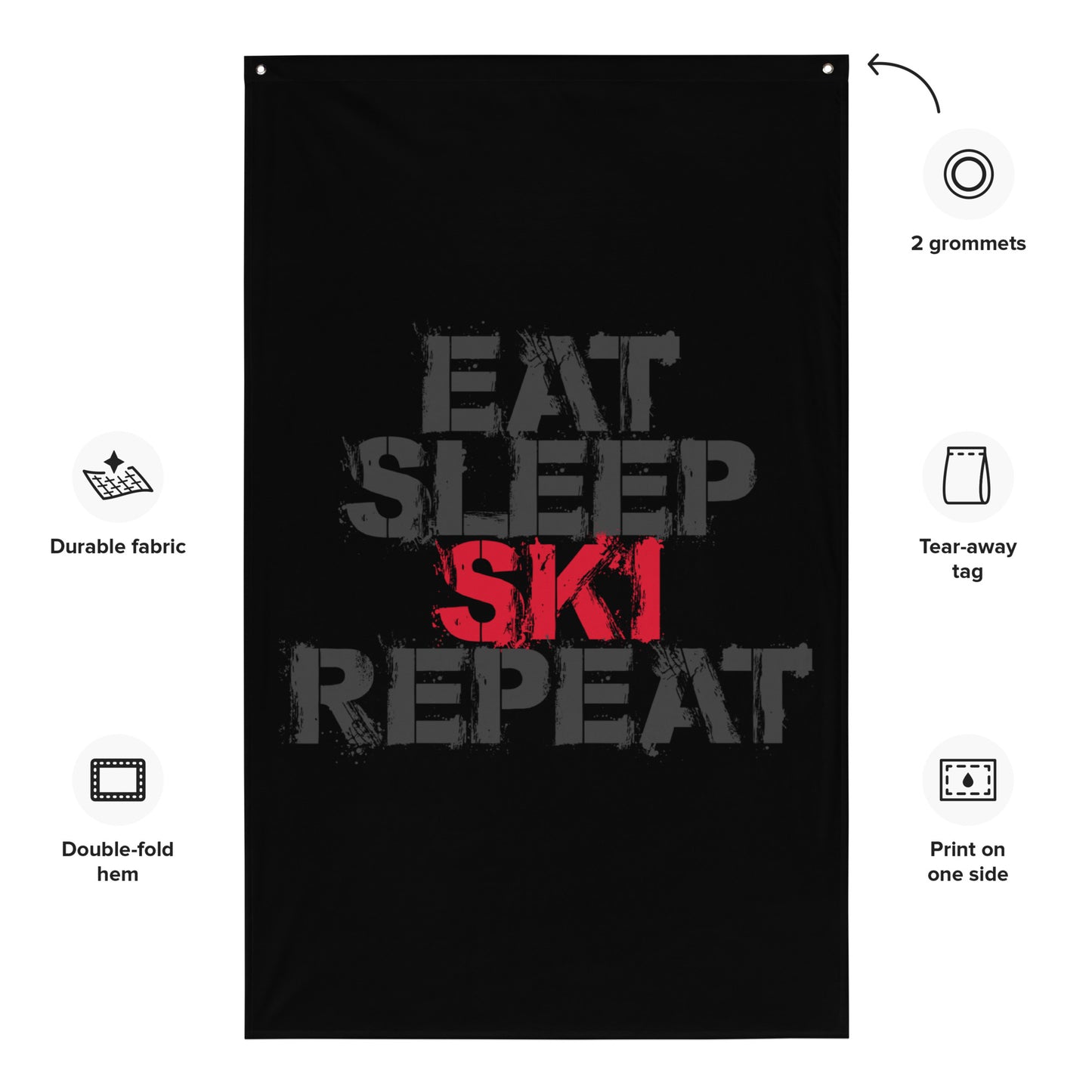 CS0048 - 06008 - Eat Sleep Ski Repeat Flag