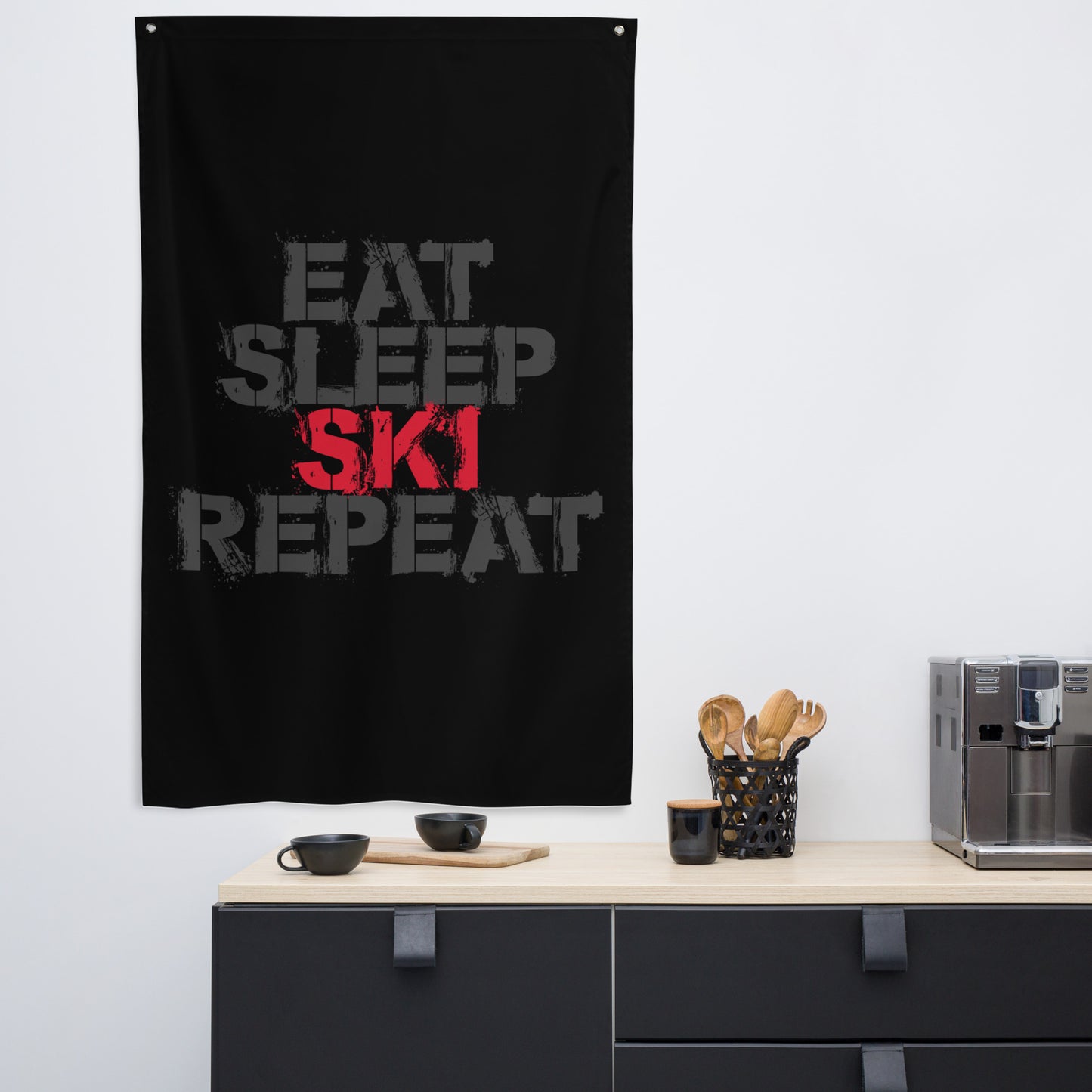 CS0048 - 06008 - Eat Sleep Ski Repeat Flag