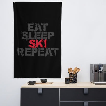 CS0048 - 06008 - Eat Sleep Ski Repeat Flag