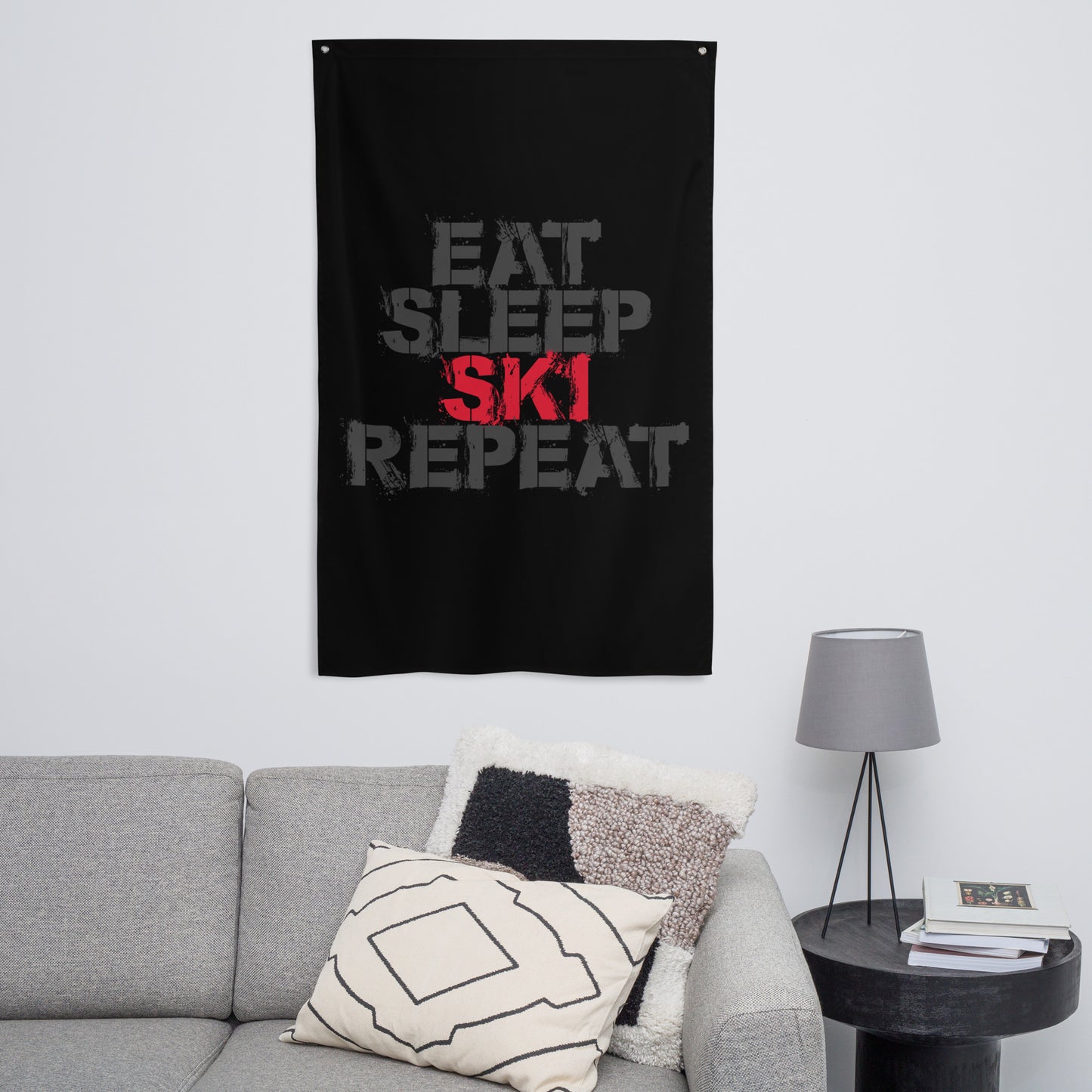 CS0048 - 06008 - Eat Sleep Ski Repeat Flag