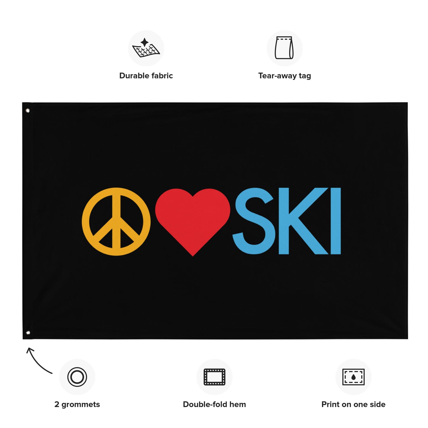 CS0026 - 06008 - Peace | Love | SKI Flag