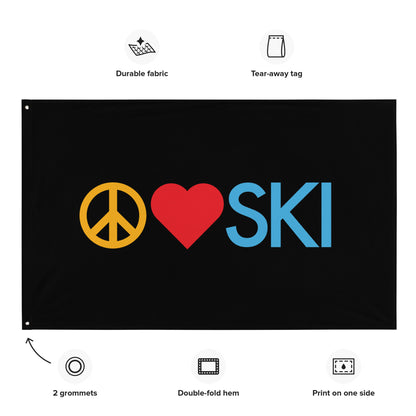 CS0026 - 06008 - Peace | Love | SKI Flag