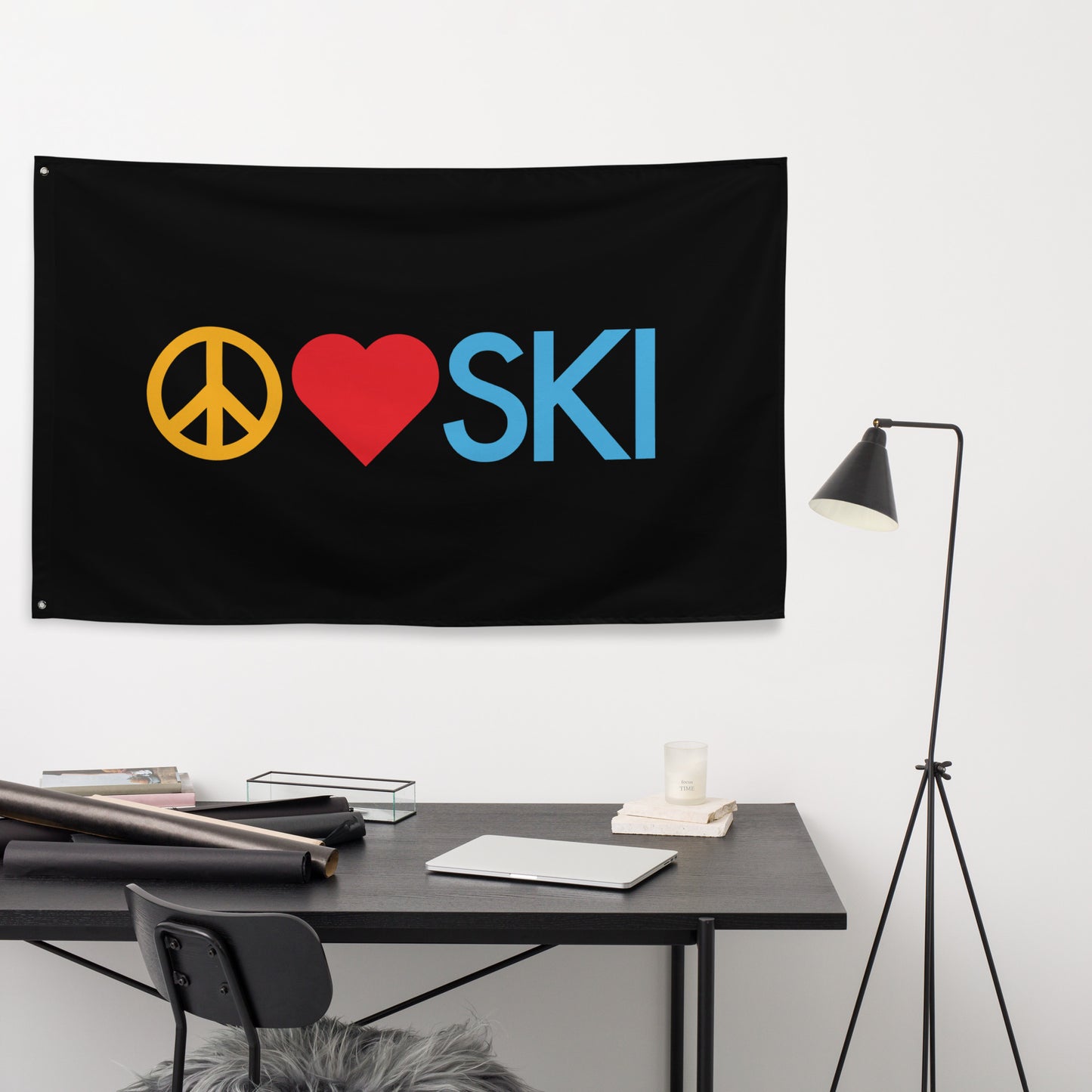 CS0026 - 06008 - Peace | Love | SKI Flag