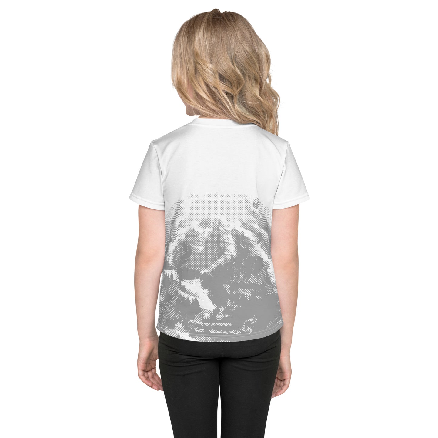 CS0030 - 03001 - AOP SKI Tracks Print Kids crew neck t-shirt