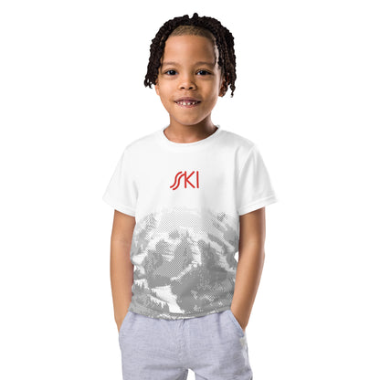 CS0030 - 03001 - AOP SKI Tracks Print Kids crew neck t-shirt