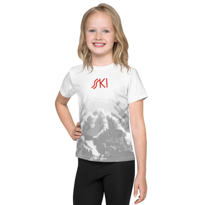 CS0030 - 03001 - AOP SKI Tracks Print Kids crew neck t-shirt