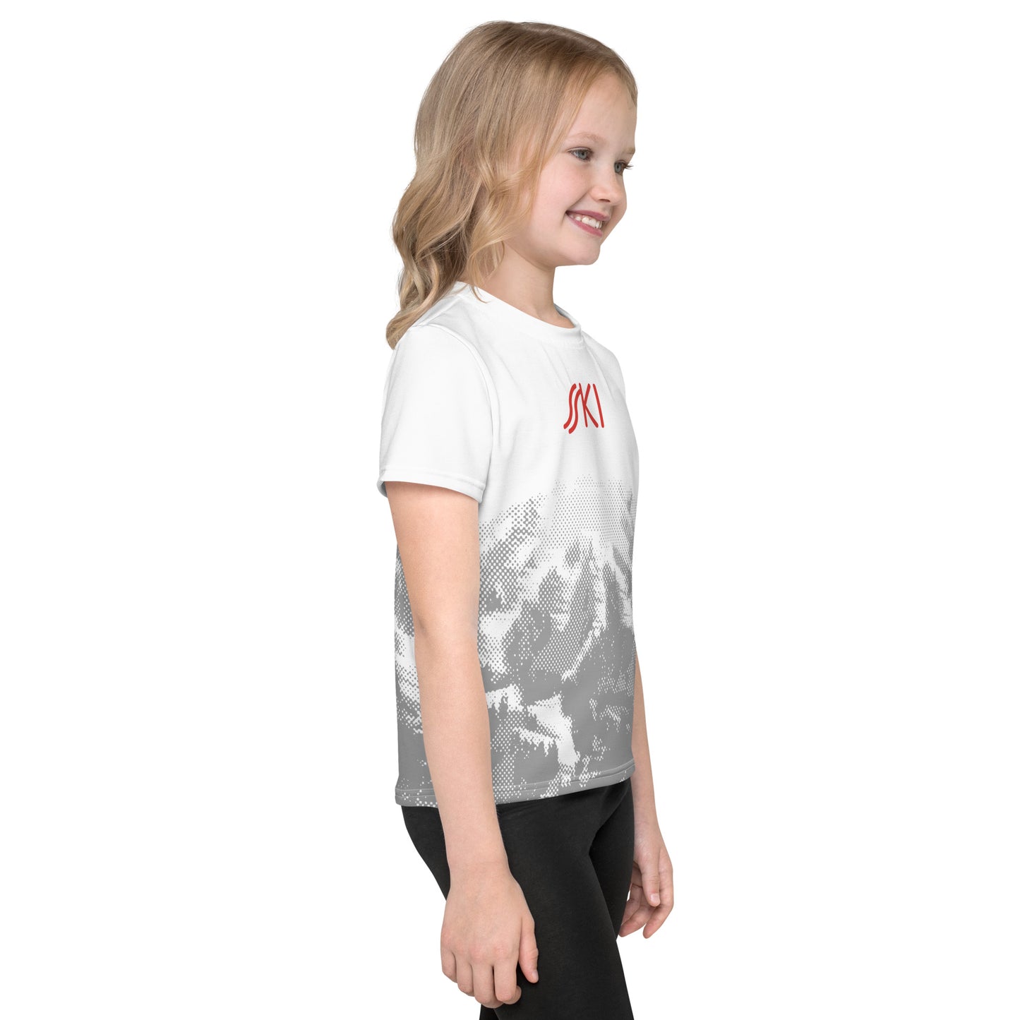 CS0030 - 03001 - AOP SKI Tracks Print Kids crew neck t-shirt