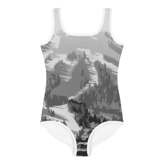 CS0028 - 03008 - AOP Ski Slopes Ski Slopes Print Kids SwimsuitKids Swimsuit (Gray)