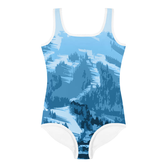 CS0028 - 03008 - AOP Ski Slopes Print Kids Swimsuit (Blue)