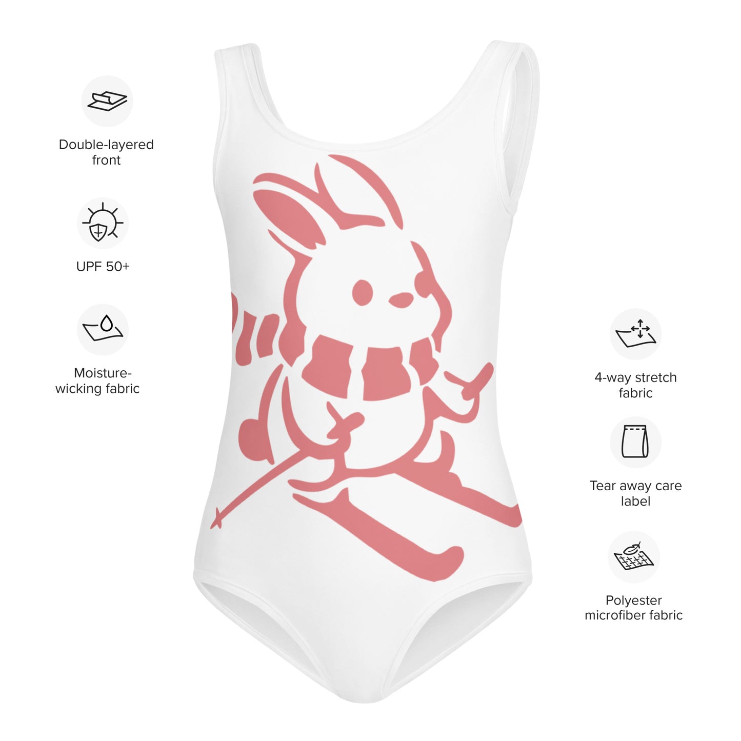 CS0011 - 03008 - AOP Ski Bunny Kids Swimsuit (White)