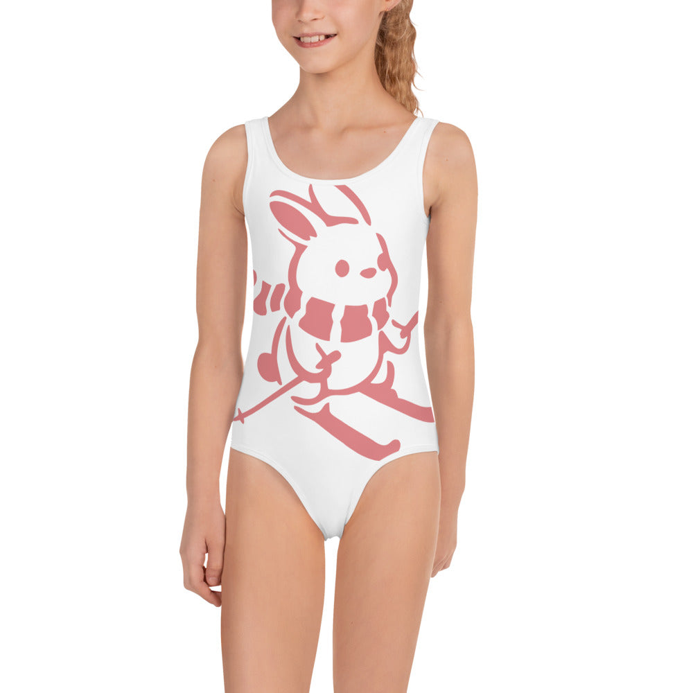 CS0011 - 03008 - AOP Ski Bunny Kids Swimsuit (White)