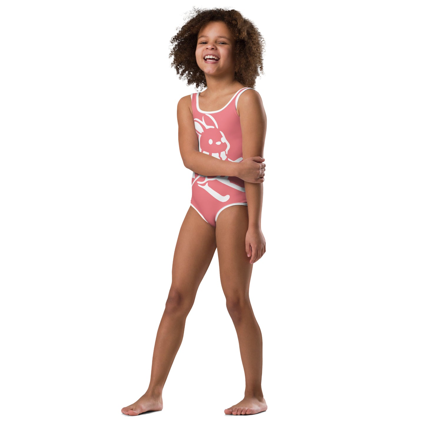 CS0011 - 03008 - AOP Ski Bunny Kids Swimsuit (Pink)