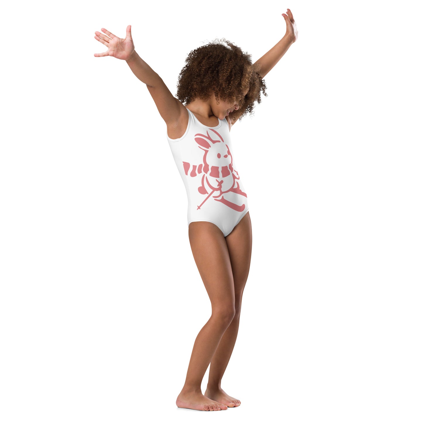 CS0011 - 03008 - AOP Ski Bunny Kids Swimsuit (White)