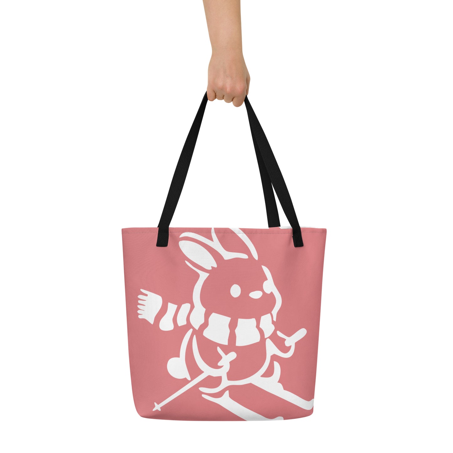 CS0011 - 05001 - AOP Ski Bunny  Large Tote Bag w/Pocket (Pink)