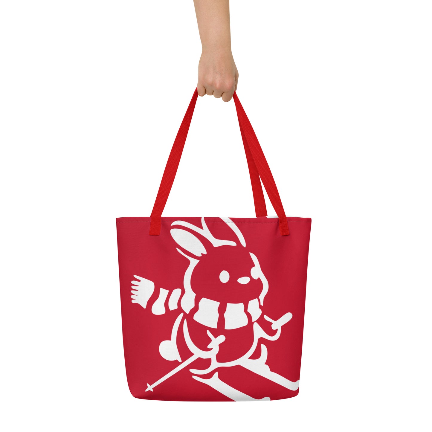 CS0011 - 05001 - AOP Ski Bunny Large Tote Bag w/Pocket (Red)