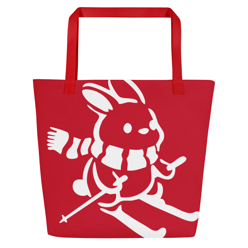 CS0011 - 05001 - AOP Ski Bunny Large Tote Bag w/Pocket (Red)