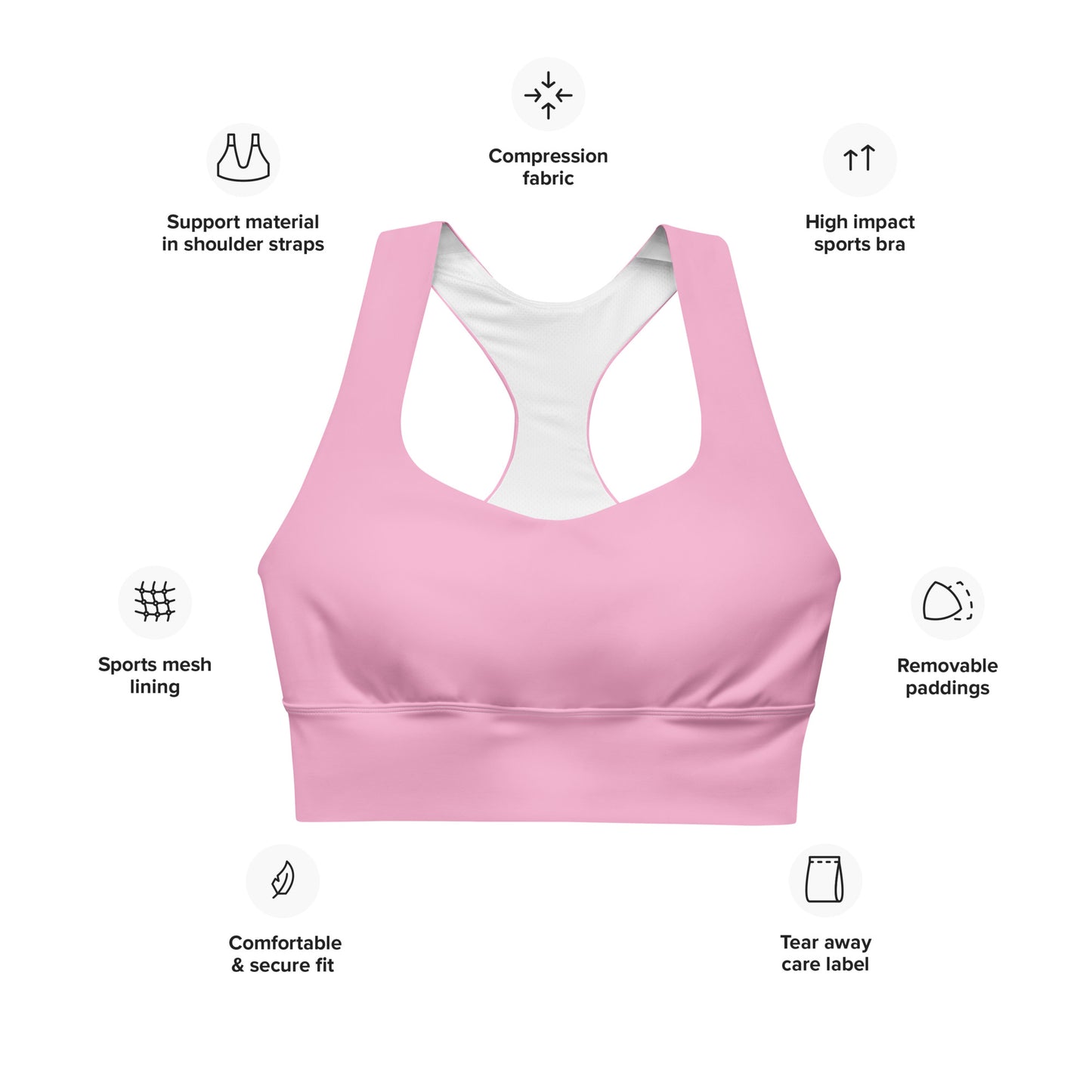 CS0027 - 02011 - LOVE2SKI Longline sports bra (Matching Pink)