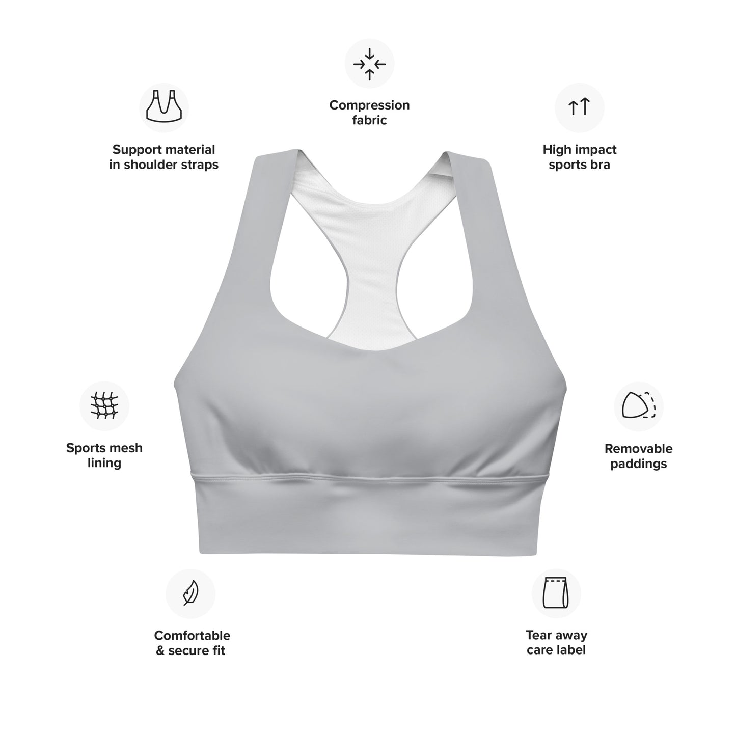 CS0027 - 02011 - LOVE2SKI Longline sports bra (Matching Grey)