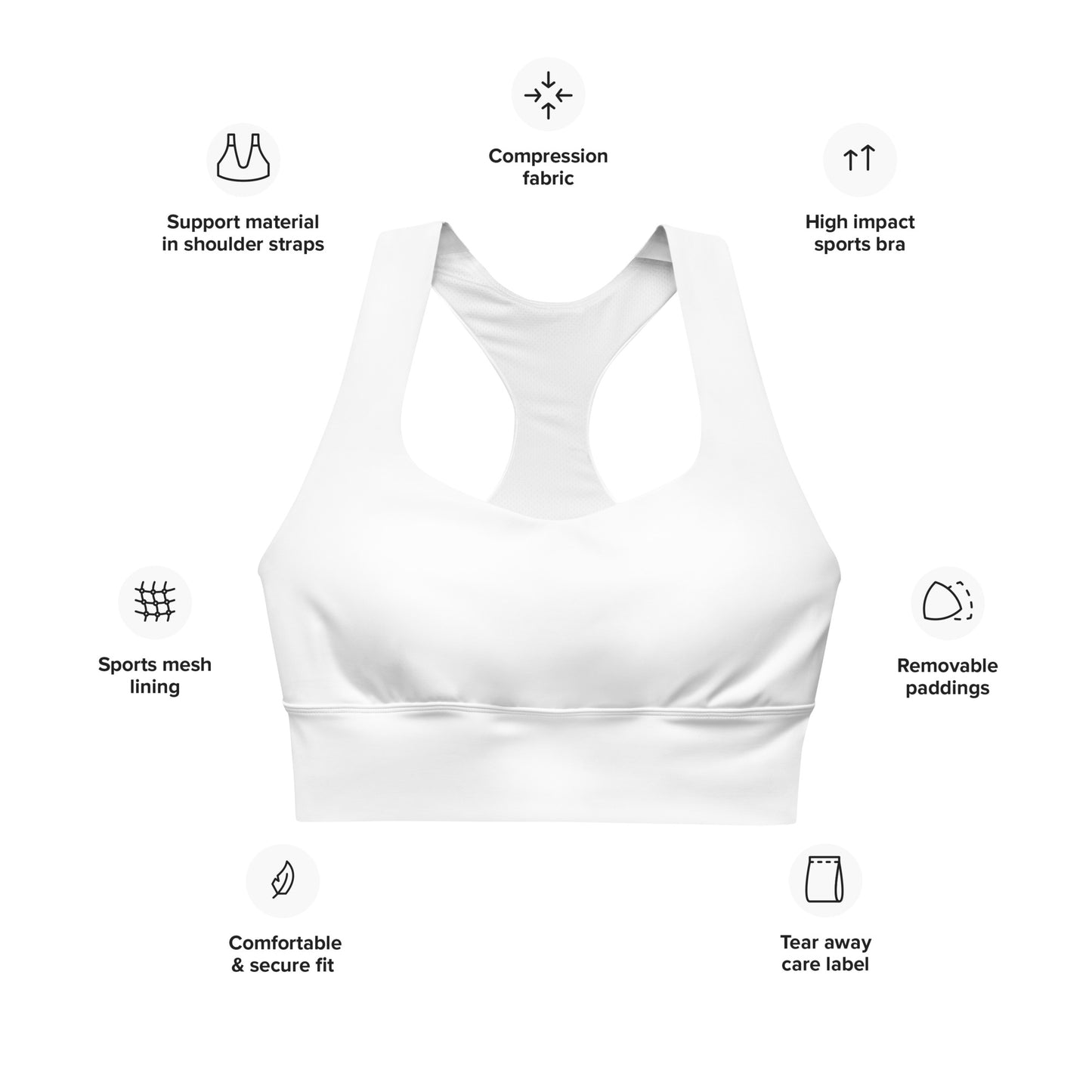 CS0027 - 02011 - LOVE2SKI Longline sports bra (Matching White)