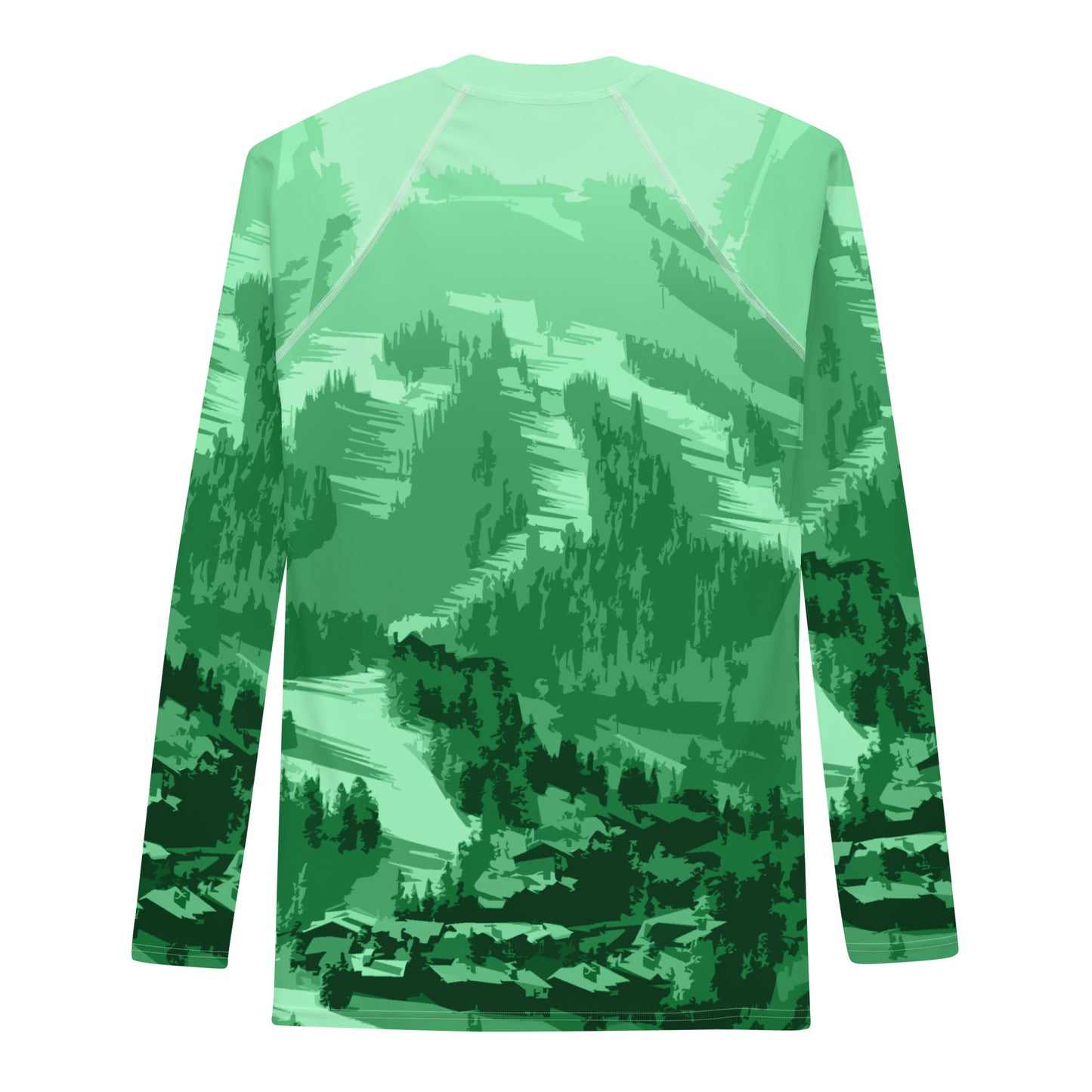 CS0028 - 01008 - Ski Slopes Print Men's Rash Guard (Green)