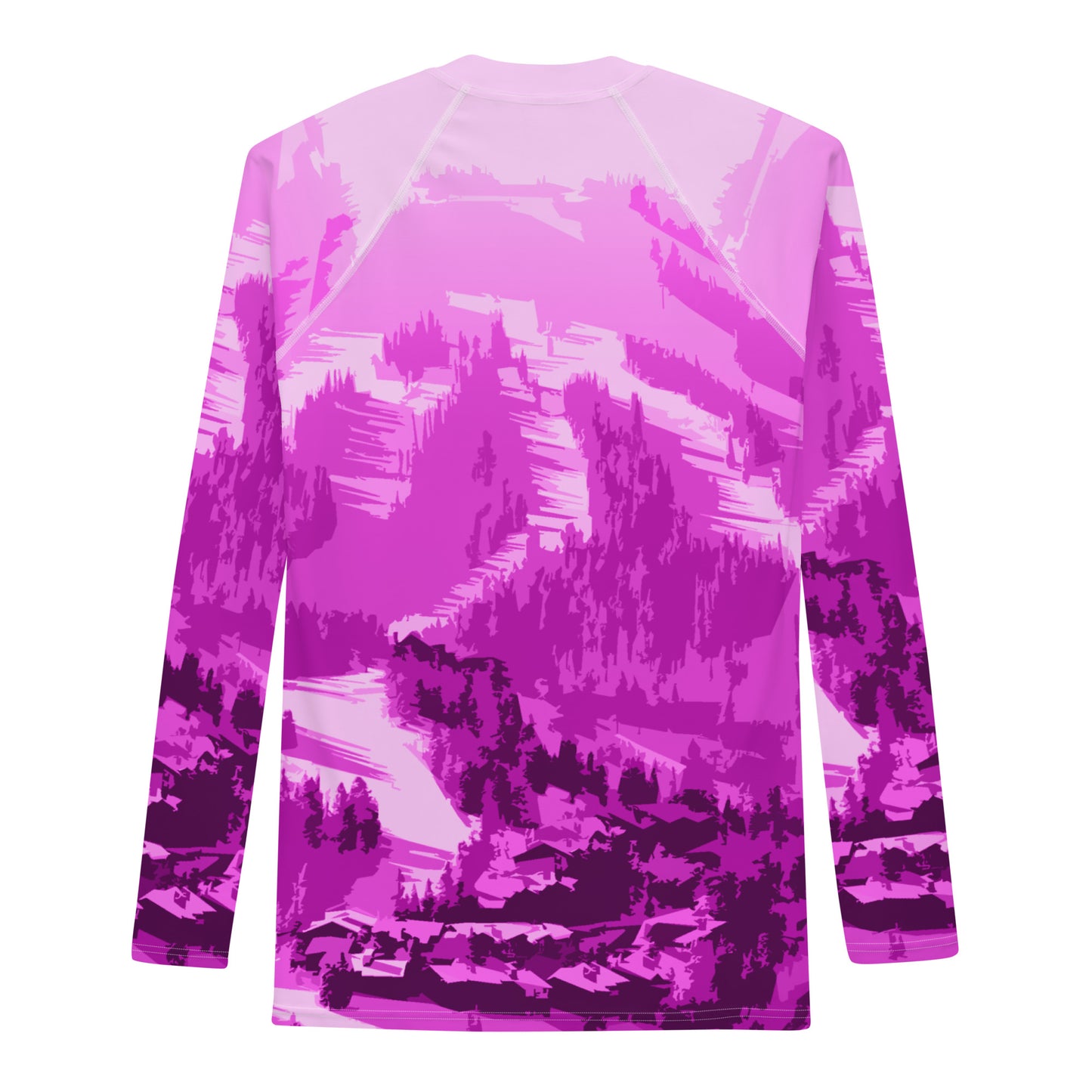 CS0028 - 01008 - Ski Slopes Print Men's Rash Guard (Pink)