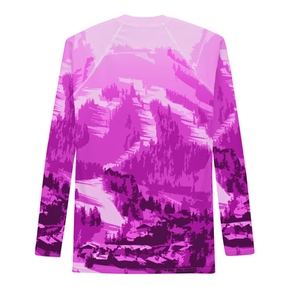 CS0028 - 01008 - Ski Slopes Print Men's Rash Guard (Pink)