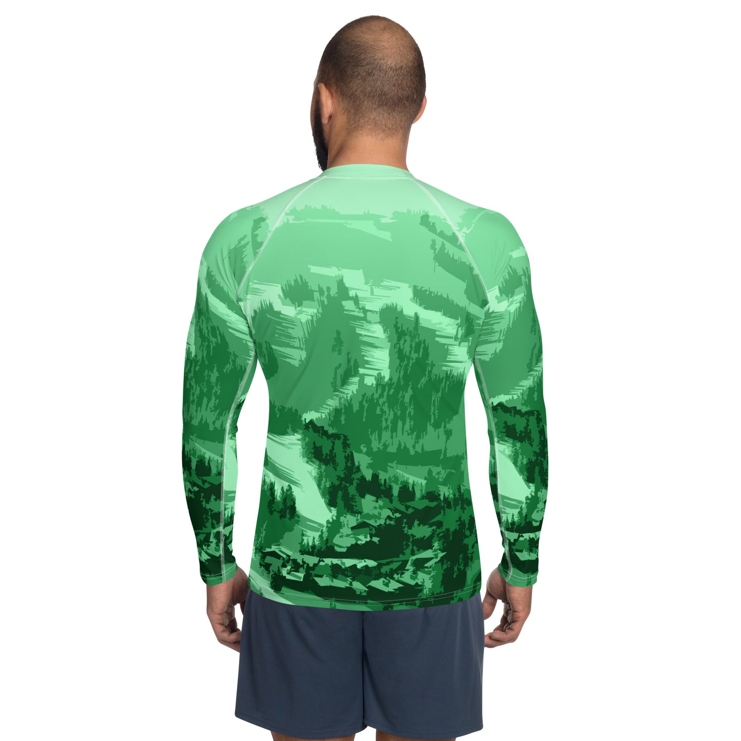 CS0028 - 01008 - Ski Slopes Print Men's Rash Guard (Green)