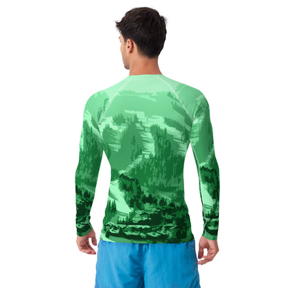 CS0028 - 01008 - Ski Slopes Print Men's Rash Guard (Green)