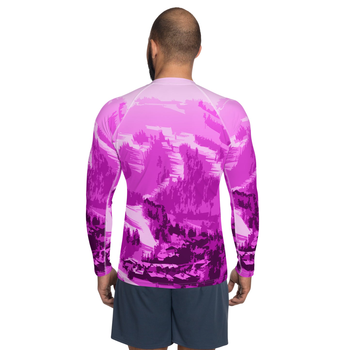 CS0028 - 01008 - Ski Slopes Print Men's Rash Guard (Pink)