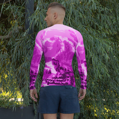 CS0028 - 01008 - Ski Slopes Print Men's Rash Guard (Pink)