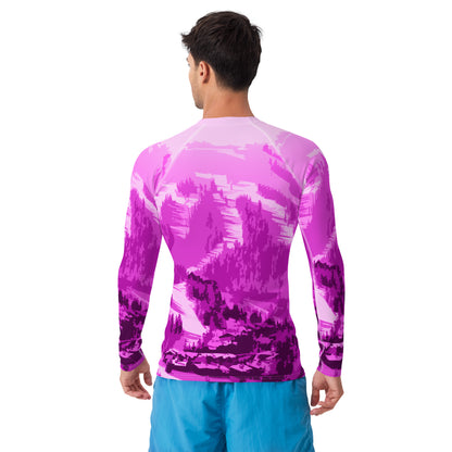 CS0028 - 01008 - Ski Slopes Print Men's Rash Guard (Pink)