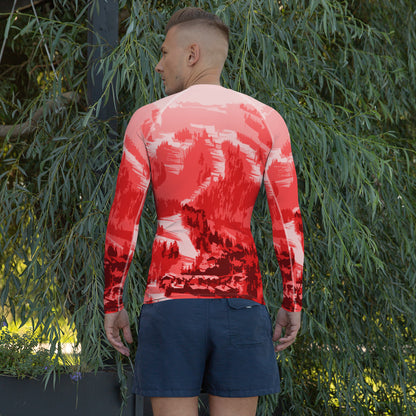 CS0028 - 01008 - Ski Slopes Print Men's Rash Guard (Red)