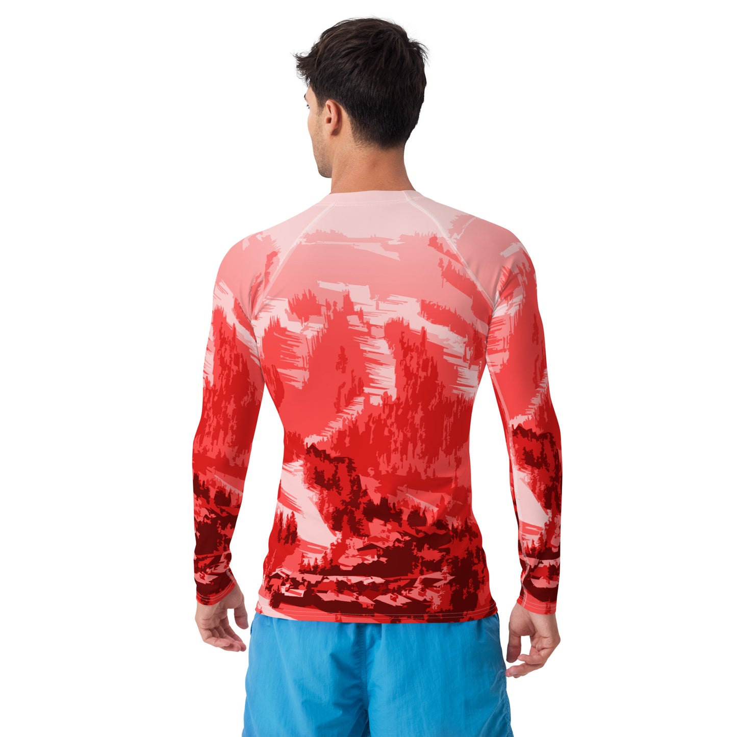 CS0028 - 01008 - Ski Slopes Print Men's Rash Guard (Red)