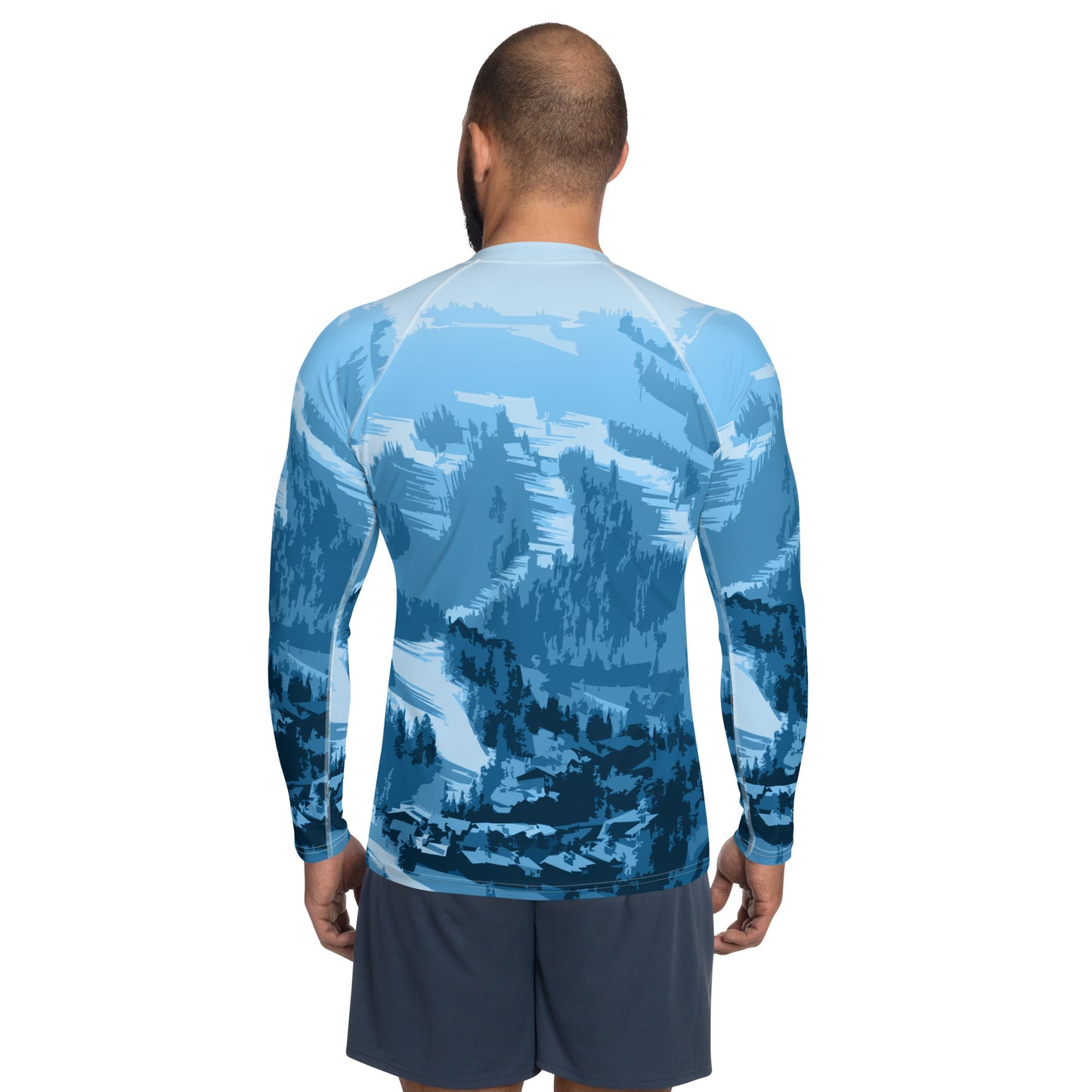 CS0028 - 01008 - Ski Slopes Print Men's Rash Guard (Blue)