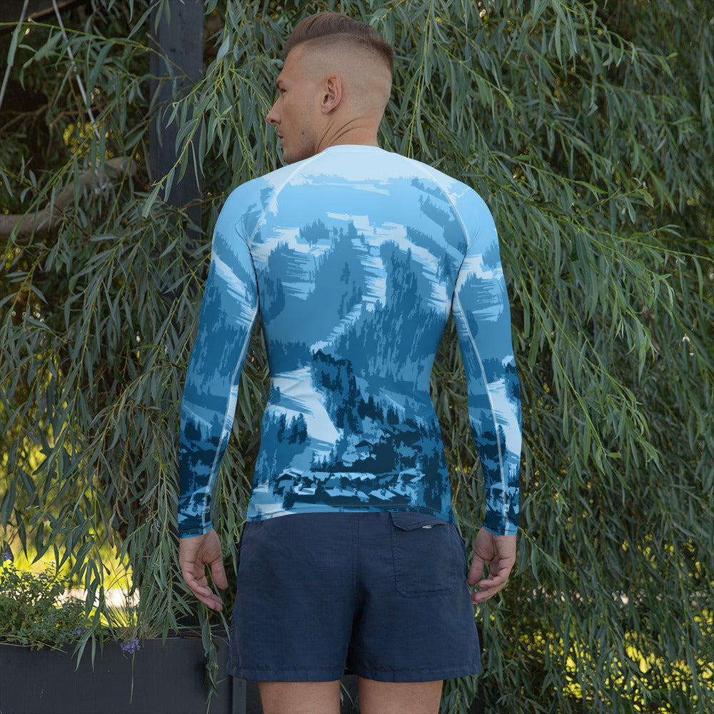 CS0028 - 01008 - Ski Slopes Print Men's Rash Guard (Blue)